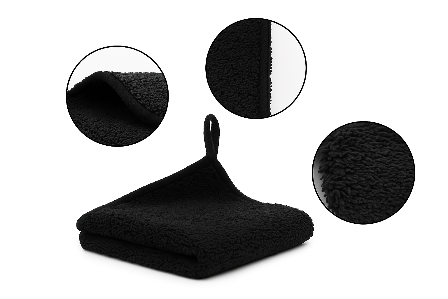 800GSM Mikrofasertuch Schwarz/Schwarz 3 x Stück 30x30cm