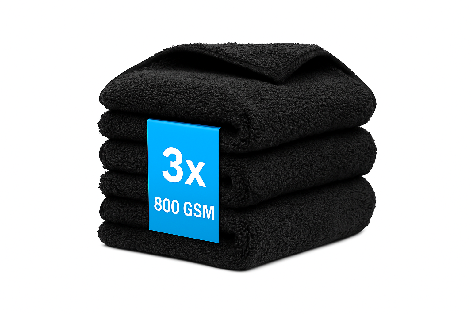 800GSM Mikrofasertuch Schwarz/Schwarz 3 x Stück 30x30cm