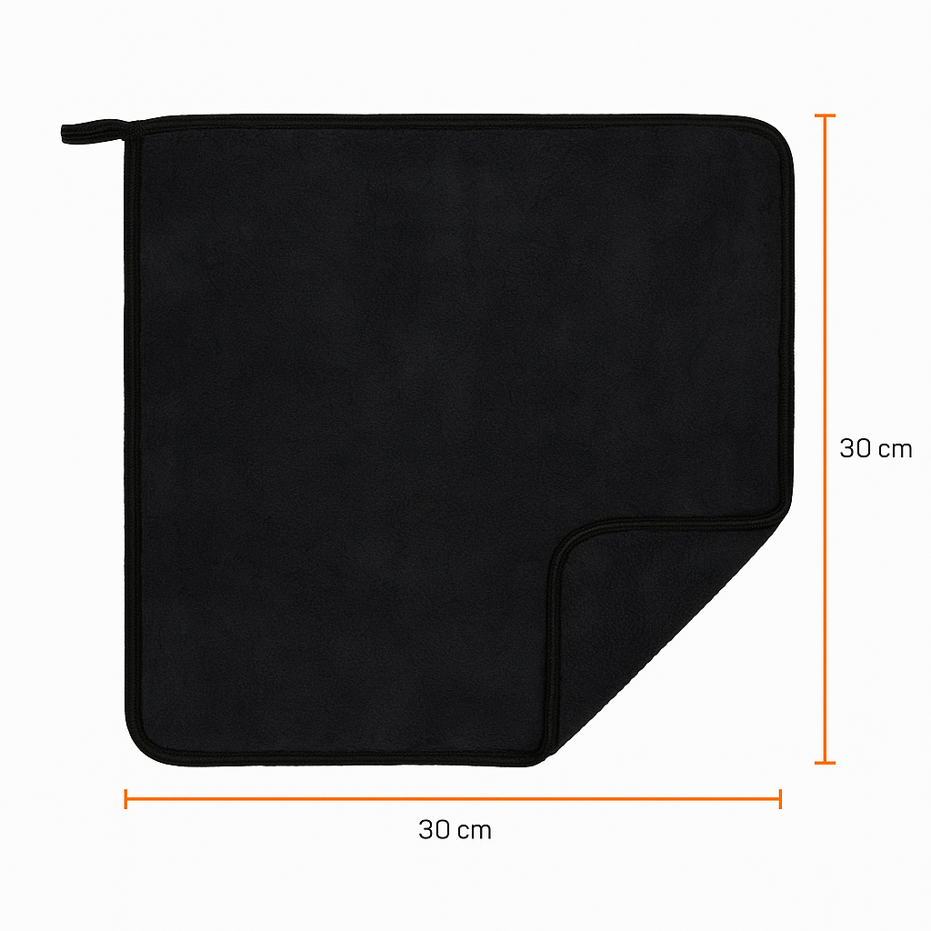 800GSM Mikrofasertuch Schwarz/Schwarz 3 x Stück 30x30cm