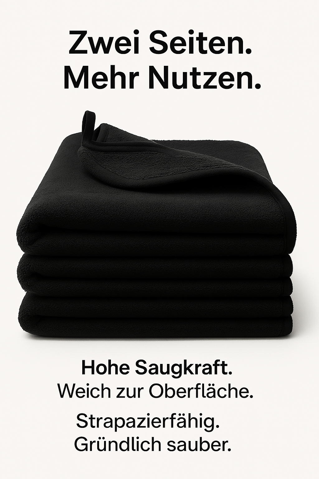 800GSM Mikrofasertuch Schwarz/Schwarz 3 x Stück 30x30cm