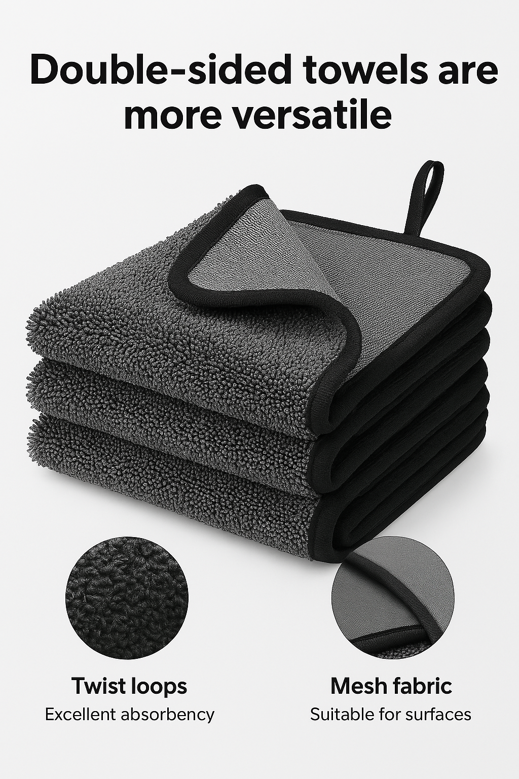 Special Mikrofasertuch 600GSM mit zwei unterschiedlichen Seiten 3xStück 30x30cm