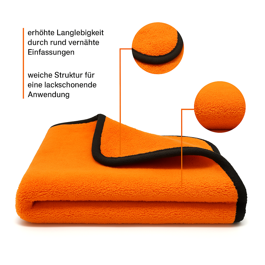 600GSM Mikrofasertuch Orange/Orange 3 x Stück 30x30cm