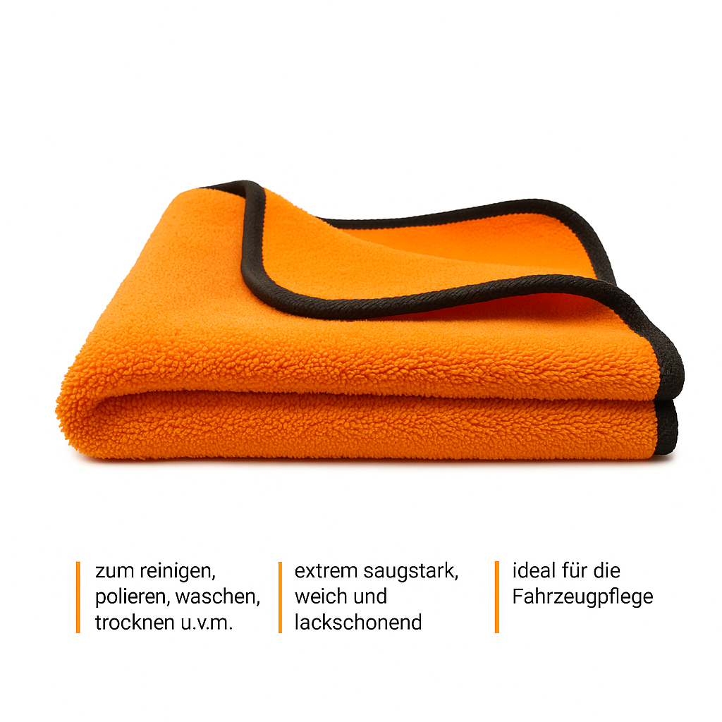 600GSM Mikrofasertuch Orange/Orange 3 x Stück 30x30cm