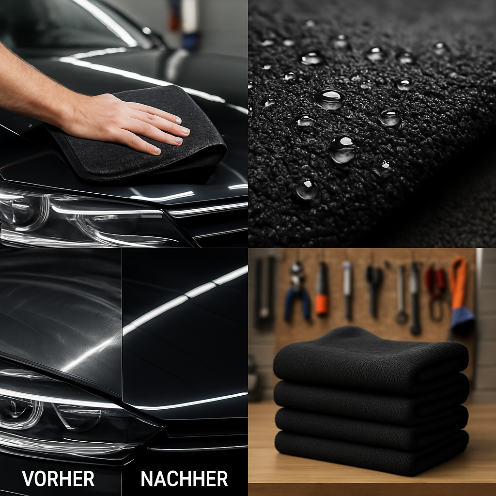800GSM Mikrofasertuch Schwarz/Schwarz 3 x Stück 30x30cm