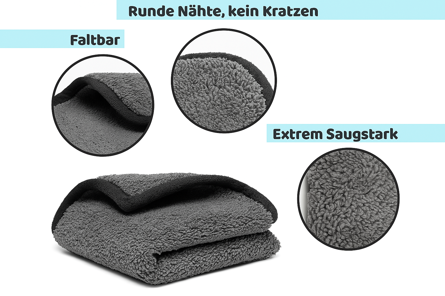 Mikrofasertuch 600GSM Grau/Grau 30x30cm