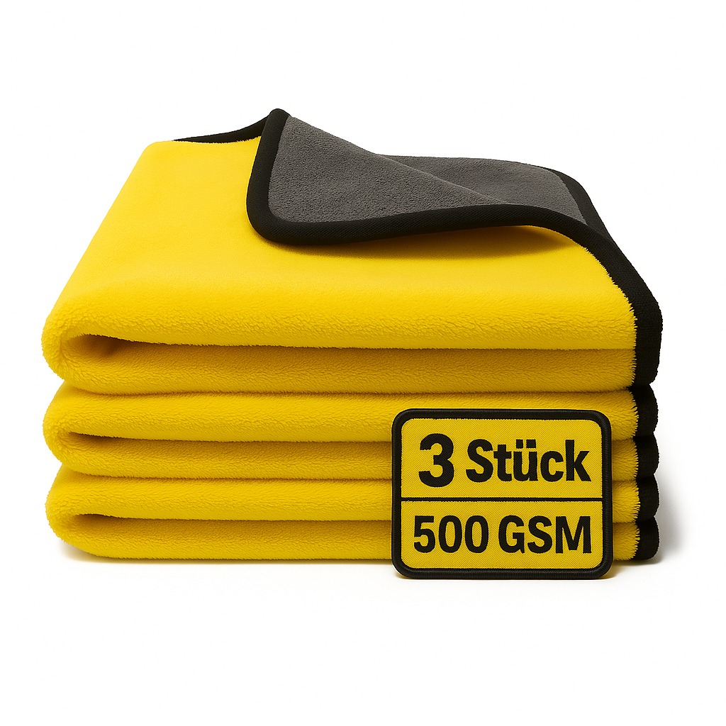 3 x Mikrofasertuch Gelb 500GSM 30x30cm