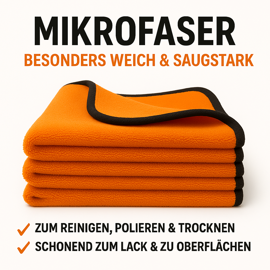 600GSM Mikrofasertuch Orange/Orange 3 x Stück 30x30cm