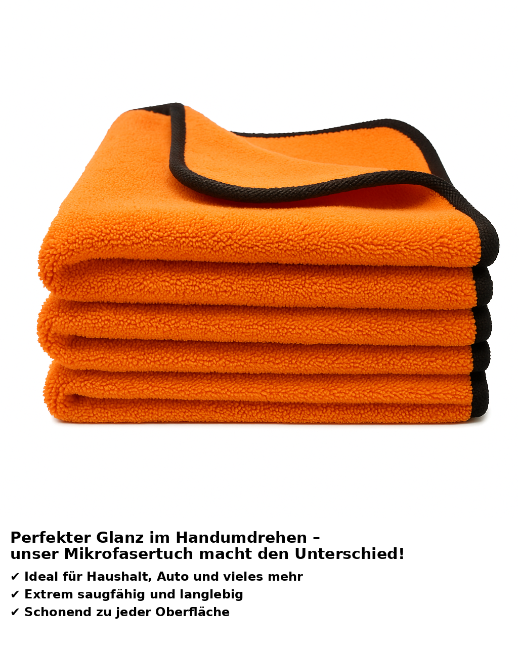 600GSM Mikrofasertuch Orange/Orange 3 x Stück 30x30cm